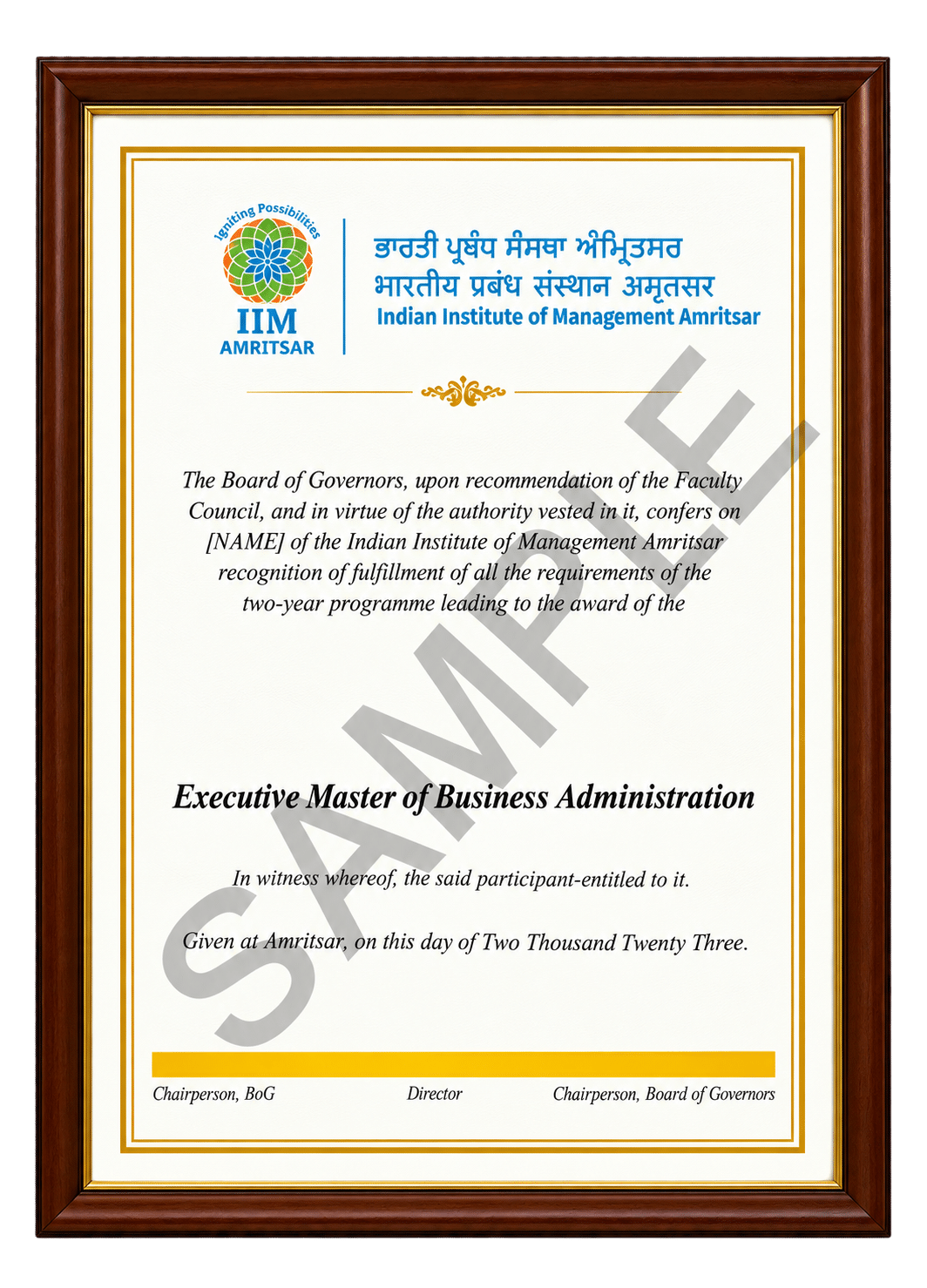 iim Amritsir Sample